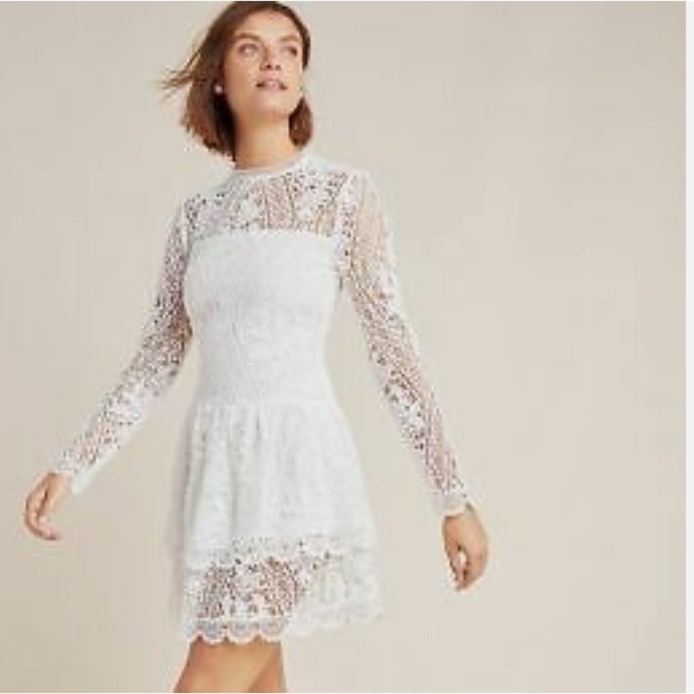 ML Monique Lhuillier white lace dress_NWT